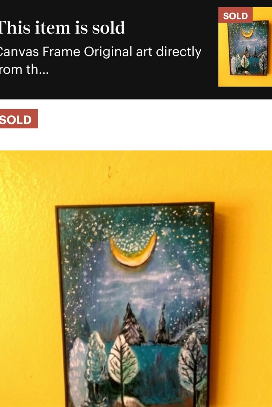 Black Cat Moon and Pumpkin Canvas Wall Art by Me - Picture 7 of 12